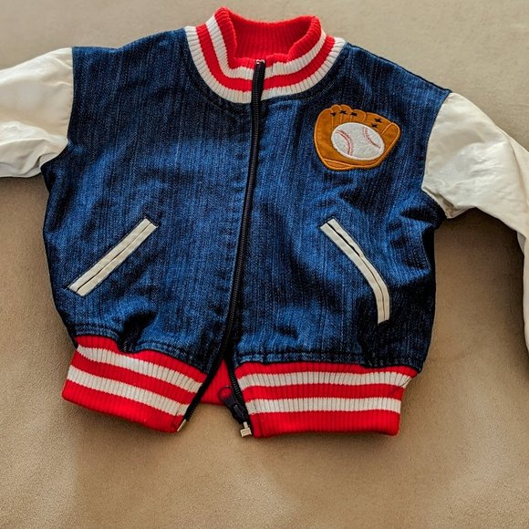 Boutique Mud Pie 2T-3T Toddler Baseball Jean Jacket - Picture 2 of 6